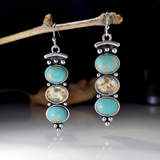 Turquoise Crystal Dangle Earrings