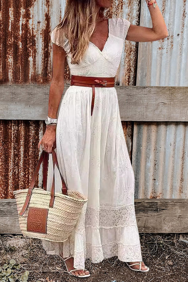 Lace Short Sleeve Maxi Dress