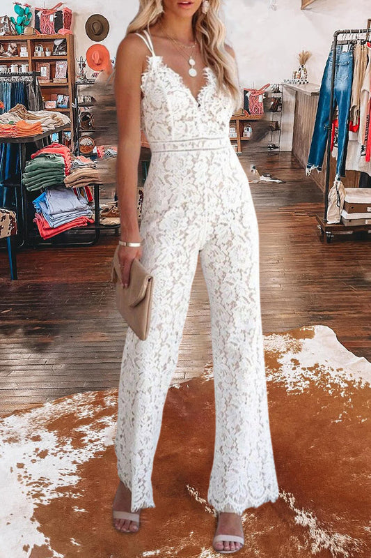 Suspender Lace Mid-Waist Jumpsuit