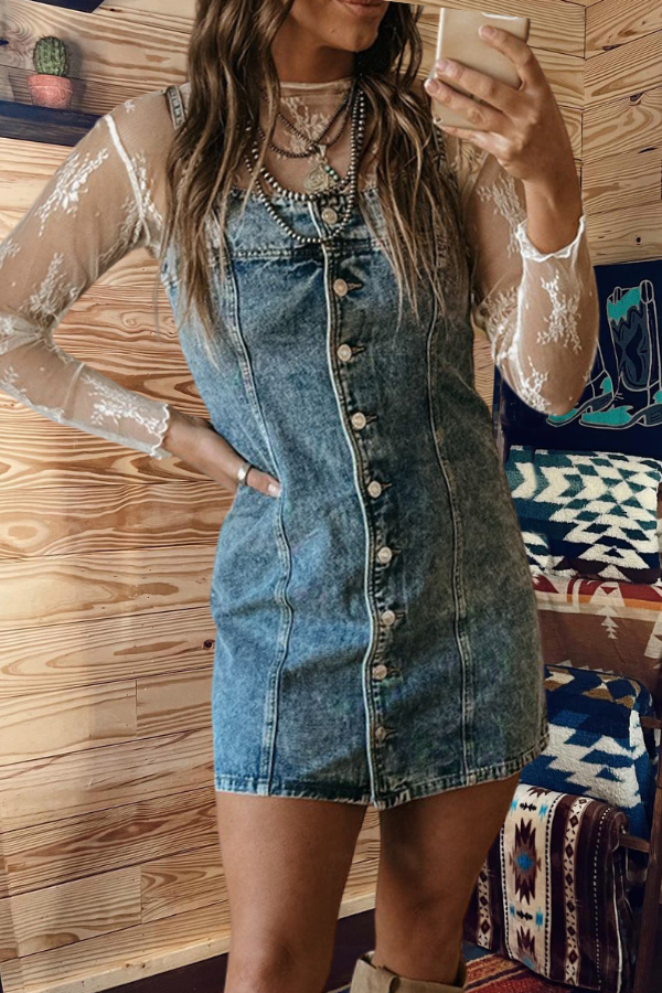 Western Denim Suspender Dress