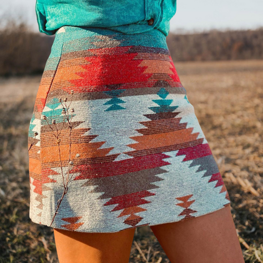 Vintage Geometric Mini Skirt