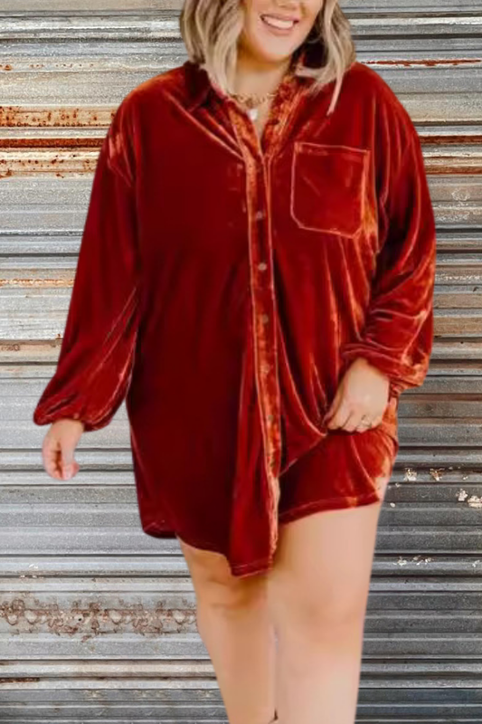 Midi Velvet Shirt Dress