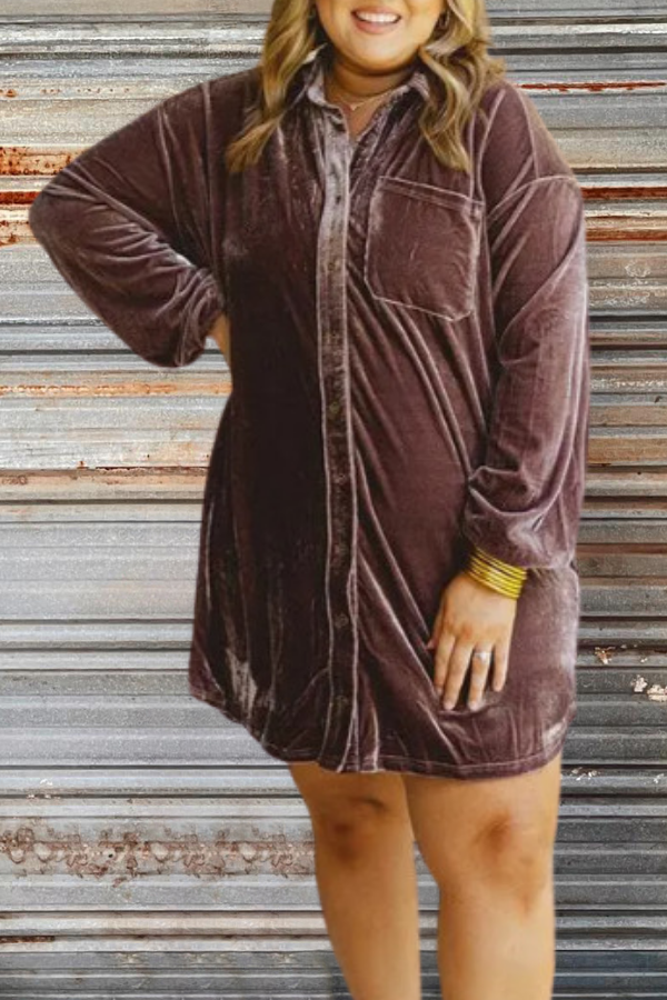 Midi Velvet Shirt Dress