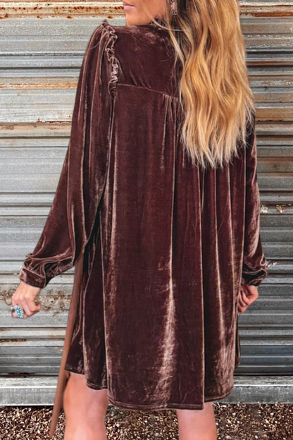 Long Sleeve Soft Velvet Tunic Dress