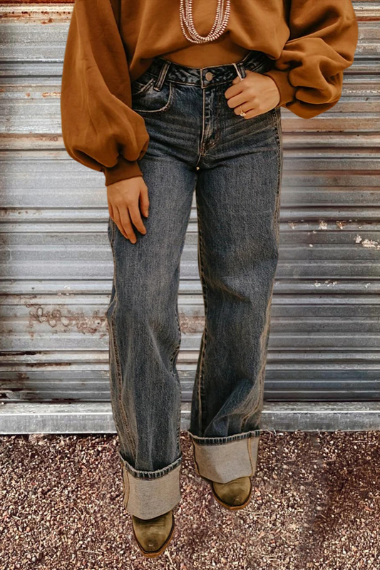 Vintage Washed Wide Leg Jeans