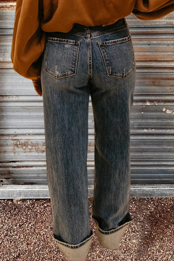 Vintage Washed Wide Leg Jeans